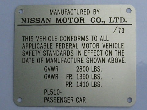 Datsun ID Plates