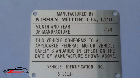 1970 Datsun Roadster door Jamb ID Plate