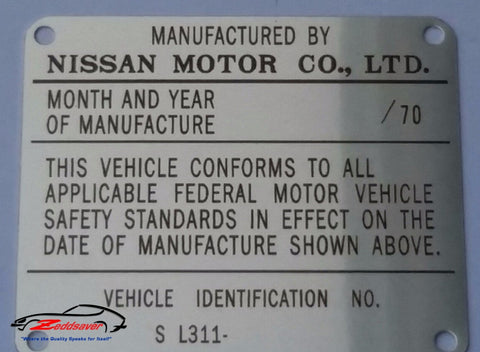 Datsun 1600 Door  ID Plate image 2