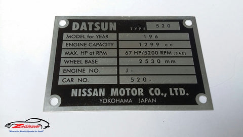Datsun 520 Pickup Engine Bay ID Plate