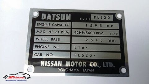 Datsun 620 Pickup ID Plate Engine Bay