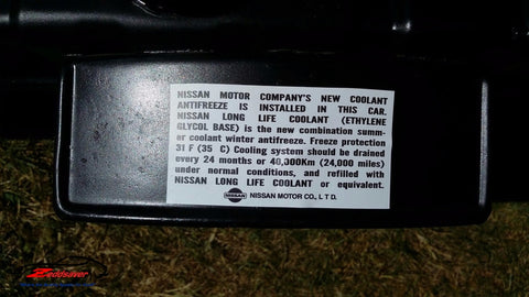 Datsun Z Radiator Coolant Decal